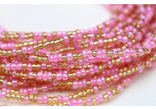 Soft Pink Gold Authentic African Ghanaian tie on waist beads